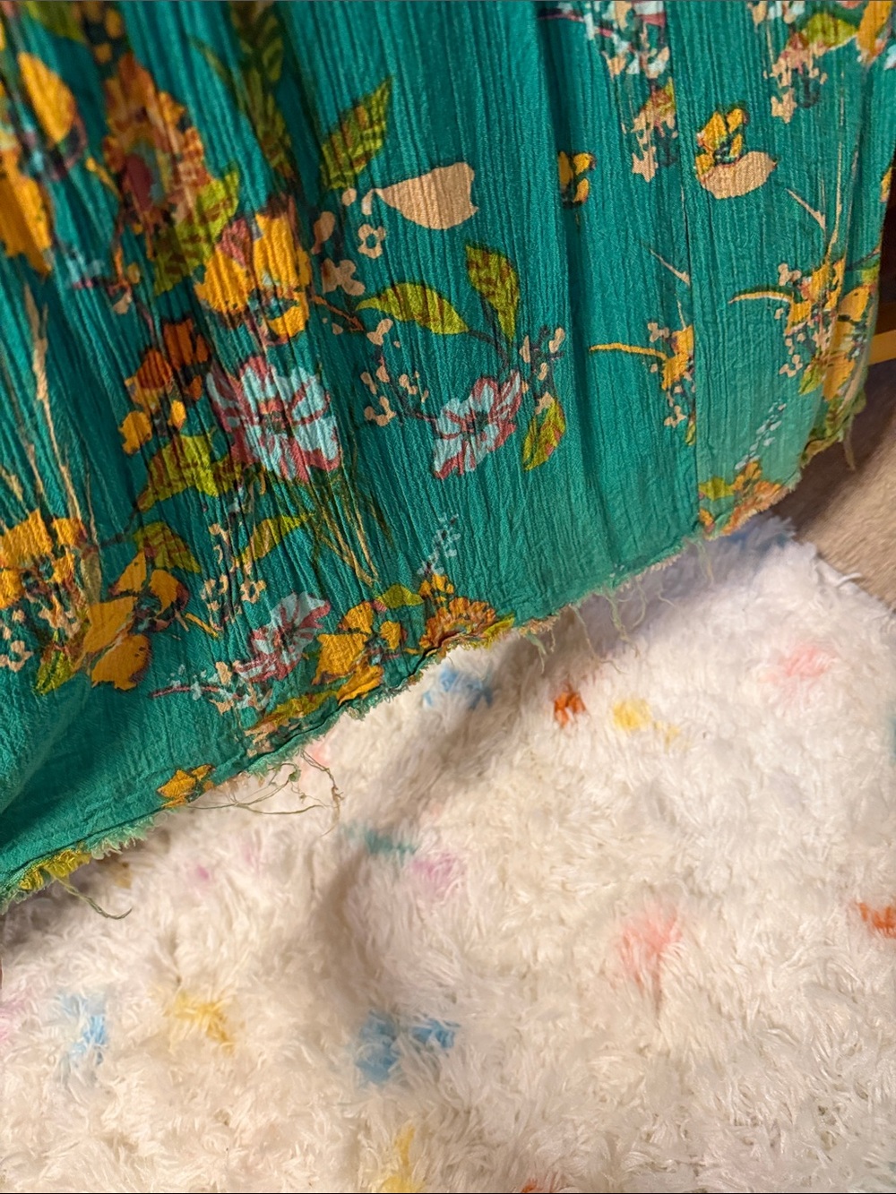 Free People Green Floral Wide-Leg Flowy Pant with Yellow Accents - Picture 4 of 7